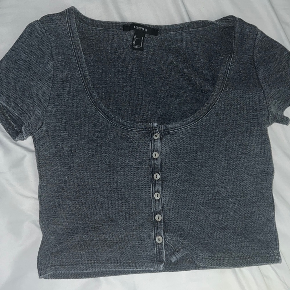 Grey forever 21 Medium Button crop top